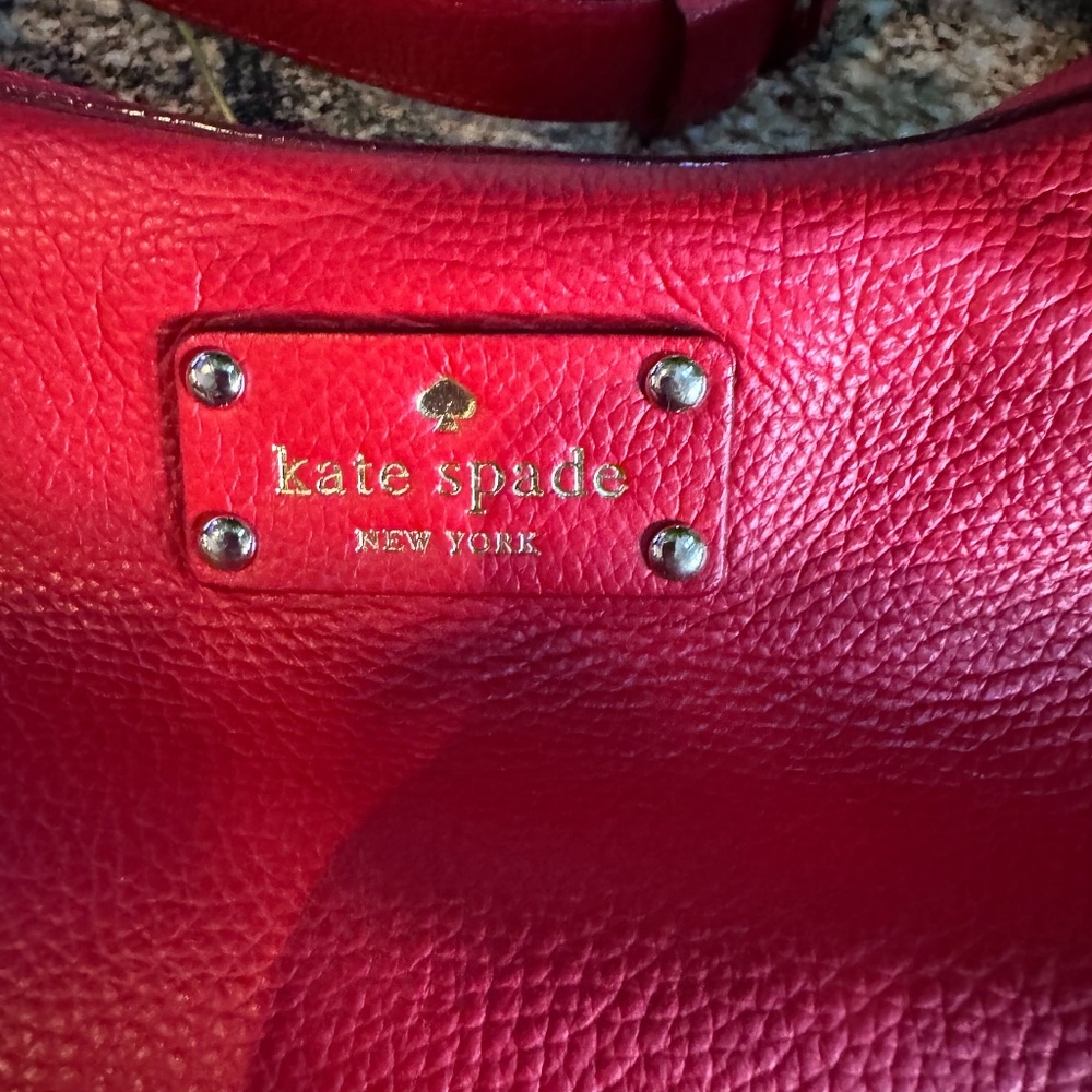 Kate Spade Lori Berkshire Road Hobo Bag Red Soft Pebbled Leather